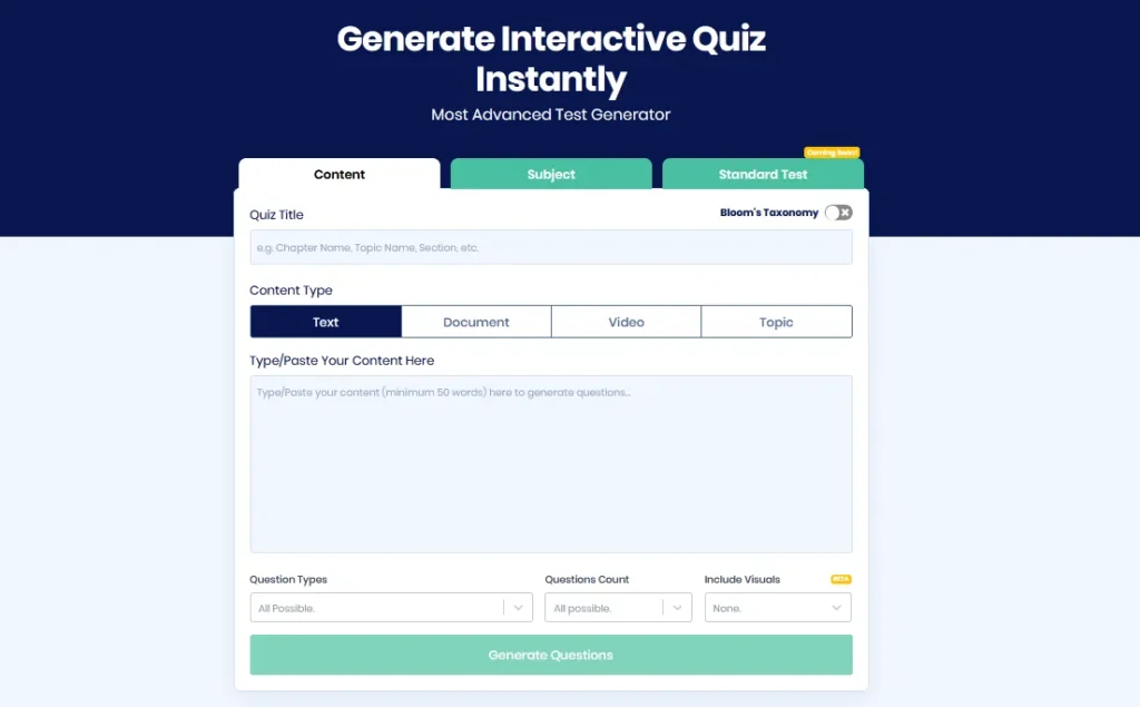 Different Input Methods on PrepAI Dashboard