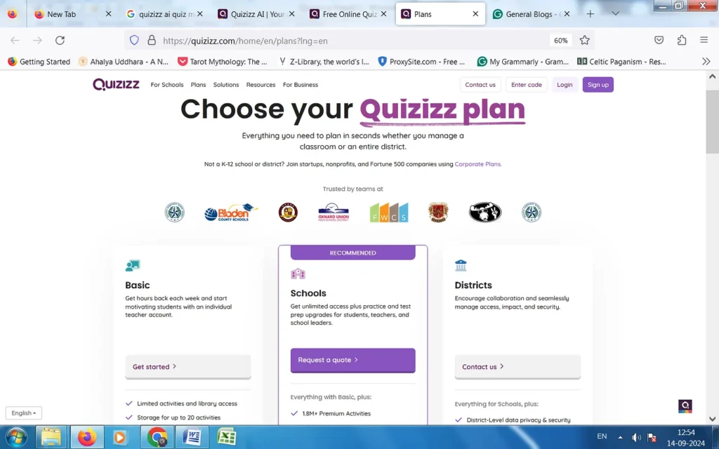 Pricing Plan of Quizizz